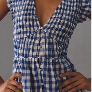 Anthropologie Peregrine Dress Gingham Large Petite